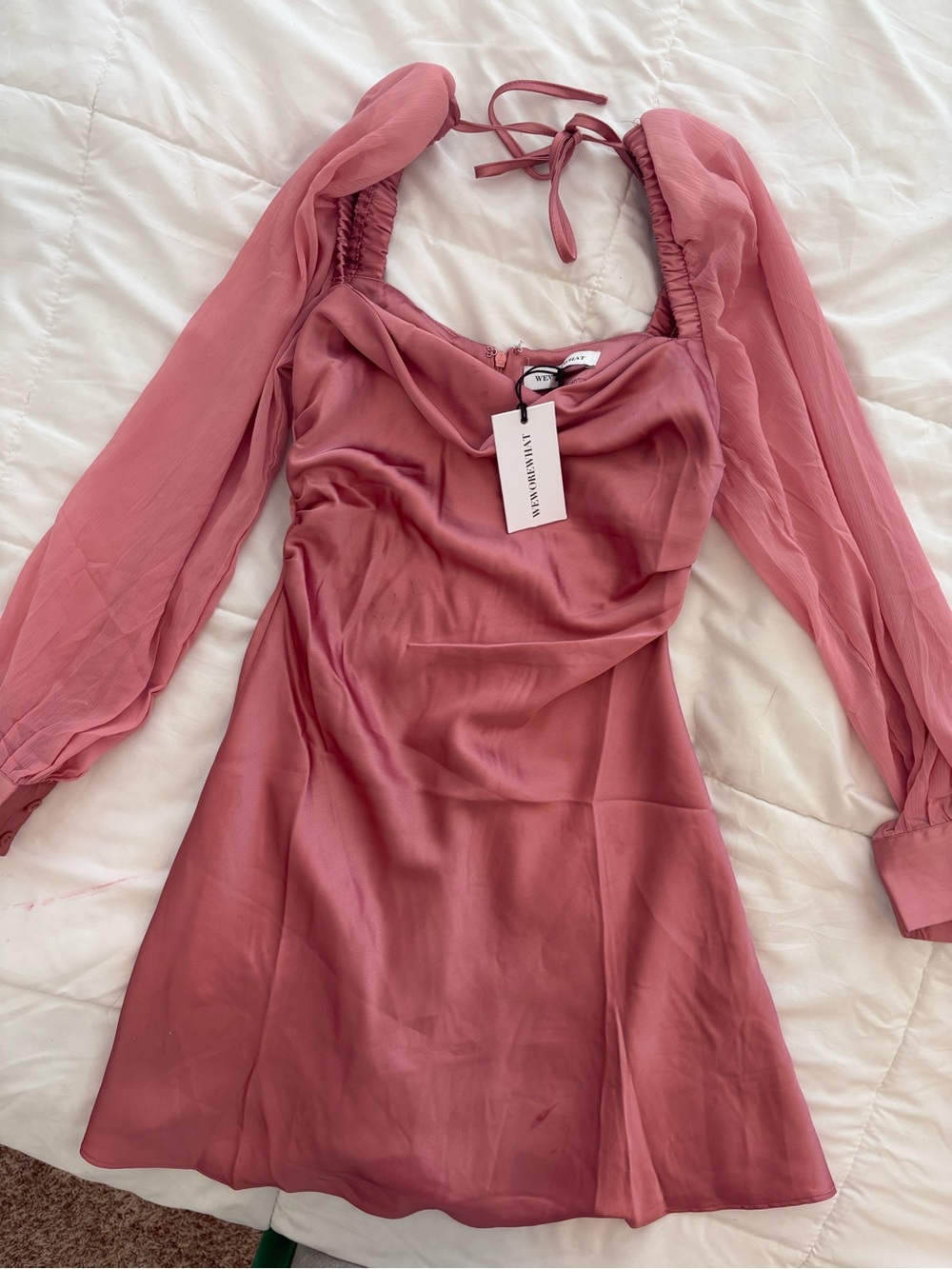 WeWoreWhat Rose Pink Long Sleeve Mini Dress